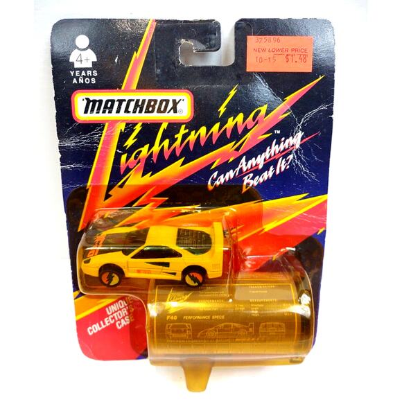 Vintage Matchbox Lightning Turbo 1991 Ferrari F40 Car Sealed Collectors Yellow - Picture 1 of 10
